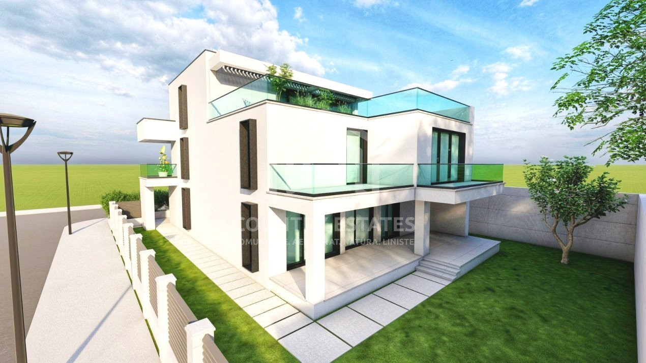 Vila Jasmine, arhitectura moderna, terasa generoasa la etajul 2, Corbeanca