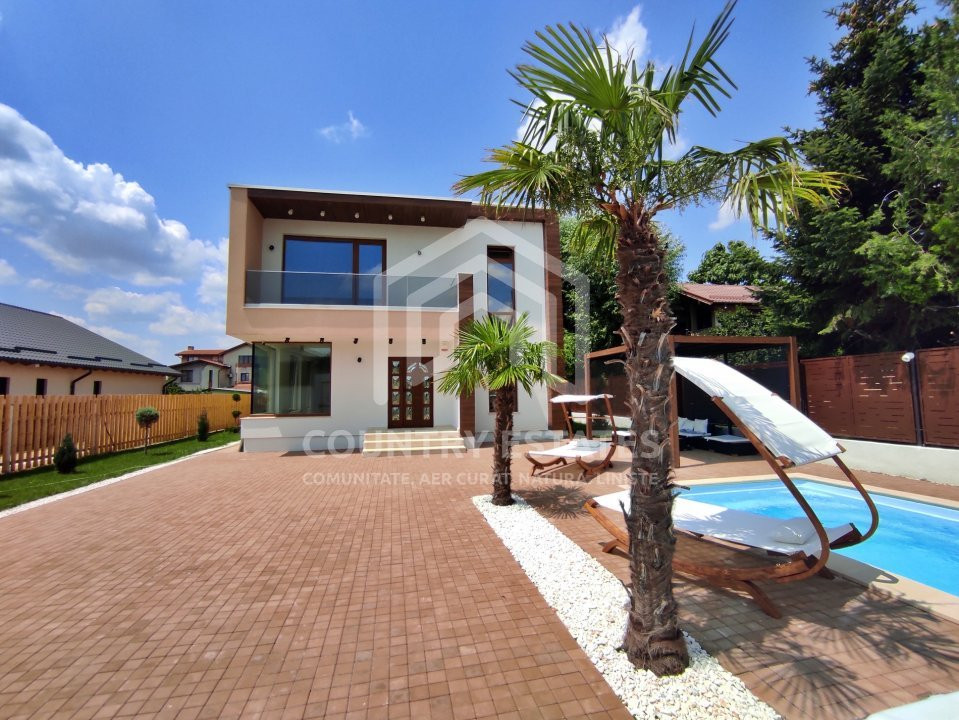 Vila Blue Summer, casa mediteraneana cu piscina, de vanzare in Corbeanca