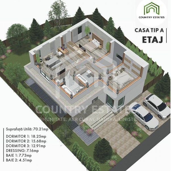 Casa Tip A la cheie, de vanzare, teren 600 mp, Paradisul Verde Corbeanca